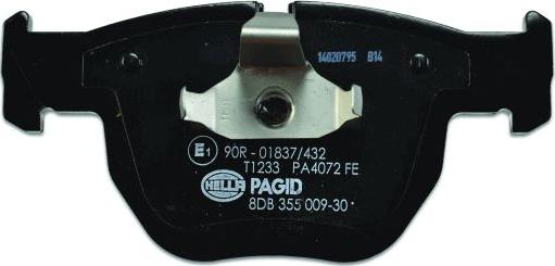 HELLA 8DB 355 009-301 - Тормозные колодки, дисковые, комплект avtokuzovplus.com.ua