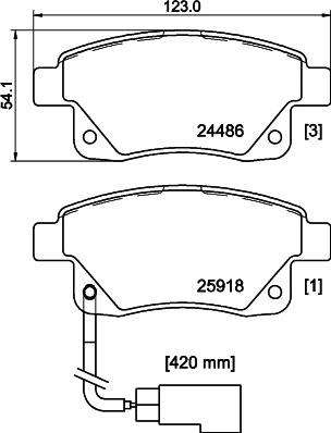 HELLA 8DB 355 012-781 - Тормозные колодки, дисковые, комплект avtokuzovplus.com.ua