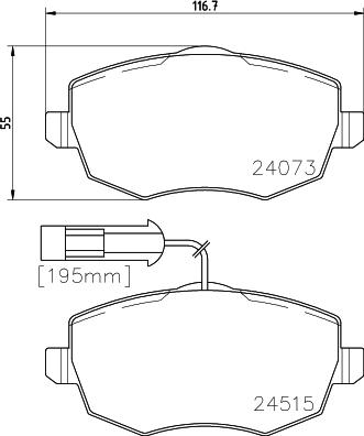 HELLA 8DB 355 012-851 - Тормозные колодки, дисковые, комплект autodnr.net