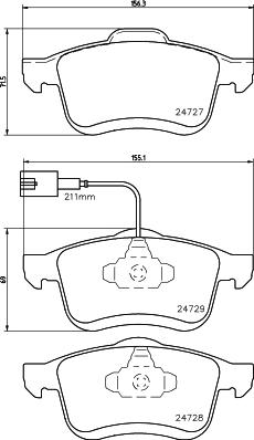 HELLA 8DB 355 014-241 - Тормозные колодки, дисковые, комплект avtokuzovplus.com.ua