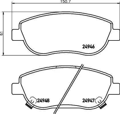 HELLA 8DB 355 014-871 - Гальмівні колодки, дискові гальма autocars.com.ua