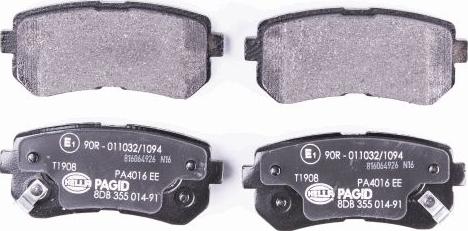 HELLA 8DB 355 014-911 - Тормозные колодки, дисковые, комплект autodnr.net