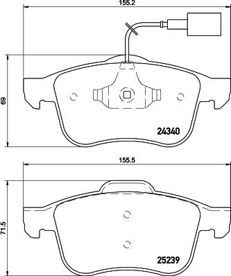 HELLA 8DB 355 015-531 - Тормозные колодки, дисковые, комплект avtokuzovplus.com.ua