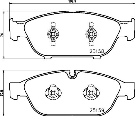 HELLA 8DB 355 016-031 - Тормозные колодки, дисковые, комплект avtokuzovplus.com.ua