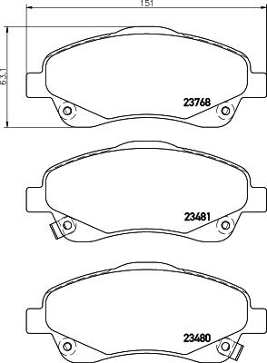 HELLA 8DB 355 017-321 - Гальмівні колодки, дискові гальма autocars.com.ua