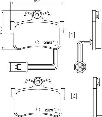 HELLA 8DB 355 017-751 - Гальмівні колодки, дискові гальма autocars.com.ua