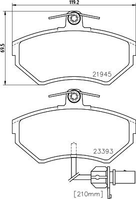 HELLA 8DB 355 018-451 - Гальмівні колодки, дискові гальма autocars.com.ua