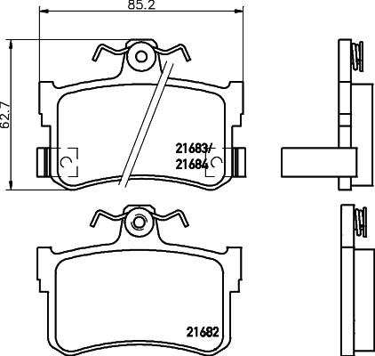 HELLA 8DB 355 018-611 - Тормозные колодки, дисковые, комплект autodnr.net