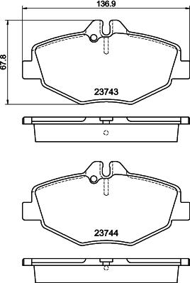 HELLA 8DB 355 018-731 - Тормозные колодки, дисковые, комплект avtokuzovplus.com.ua