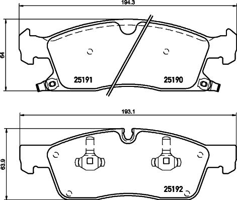 HELLA 8DB 355 019-621 - Тормозные колодки, дисковые, комплект avtokuzovplus.com.ua