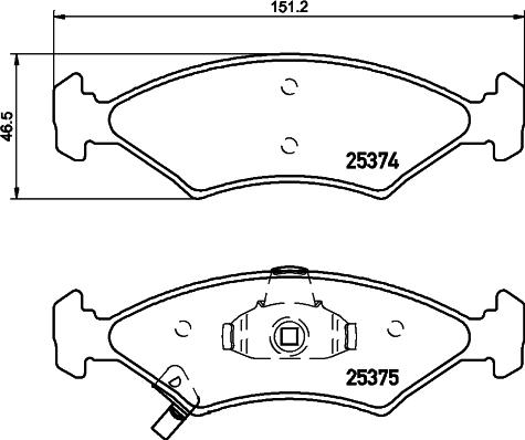 HELLA 8DB 355 019-891 - Гальмівні колодки, дискові гальма autocars.com.ua