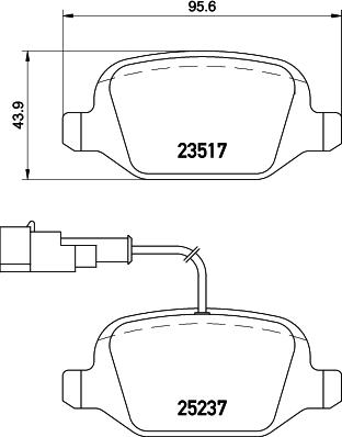 HELLA 8DB 355 019-961 - Гальмівні колодки, дискові гальма autocars.com.ua