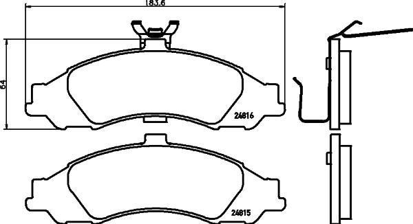 HELLA 8DB 355 021-011 - Гальмівні колодки, дискові гальма autocars.com.ua