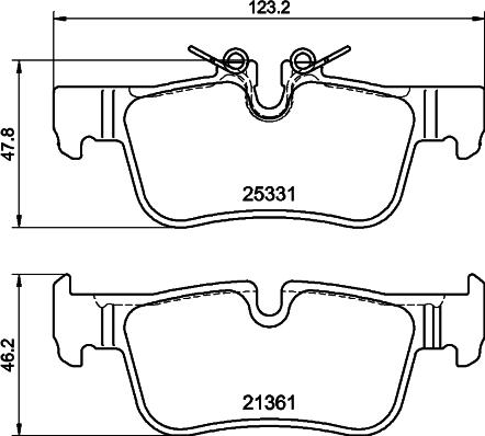 HELLA 8DB 355 021-681 - Тормозные колодки, дисковые, комплект avtokuzovplus.com.ua