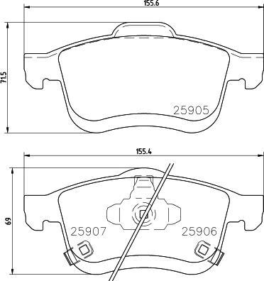 HELLA 8DB 355 021-801 - Гальмівні колодки, дискові гальма autocars.com.ua