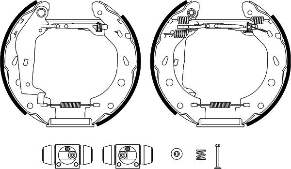 HELLA 8DB 355 022-351 - Комплект тормозных колодок, барабанные autodnr.net