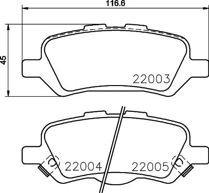 HELLA 8DB 355 023-051 - Тормозные колодки, дисковые, комплект avtokuzovplus.com.ua