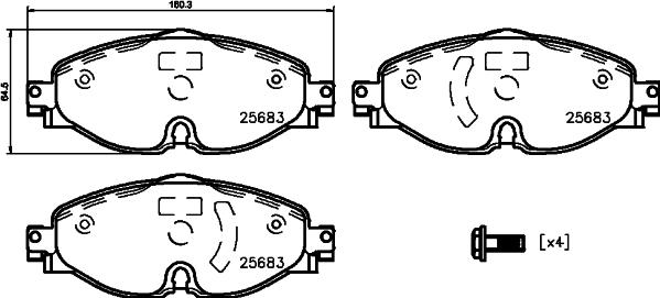 HELLA 8DB 355 023-171 - Тормозные колодки, дисковые, комплект avtokuzovplus.com.ua