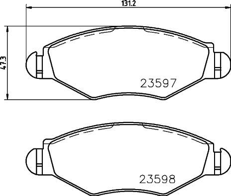 HELLA 8DB 355 023-841 - Гальмівні колодки, дискові гальма autocars.com.ua