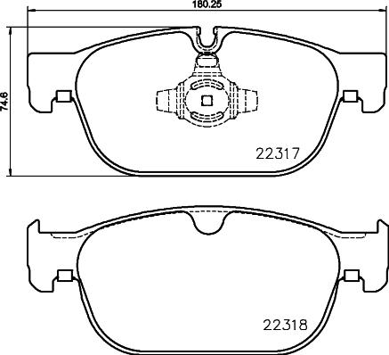 HELLA 8DB 355 024-801 - Тормозные колодки, дисковые, комплект avtokuzovplus.com.ua