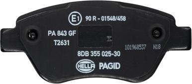 HELLA 8DB 355 025-301 - Тормозные колодки, дисковые, комплект avtokuzovplus.com.ua