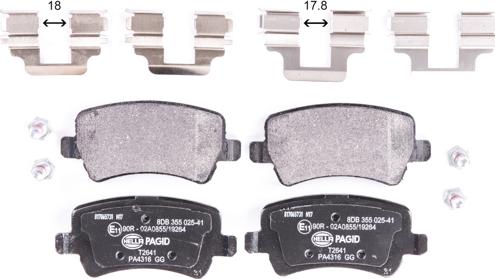 HELLA 8DB 355 025-411 - Тормозные колодки, дисковые, комплект autodnr.net