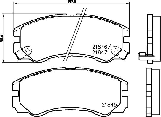 HELLA 8DB 355 027-341 - Гальмівні колодки, дискові гальма autocars.com.ua