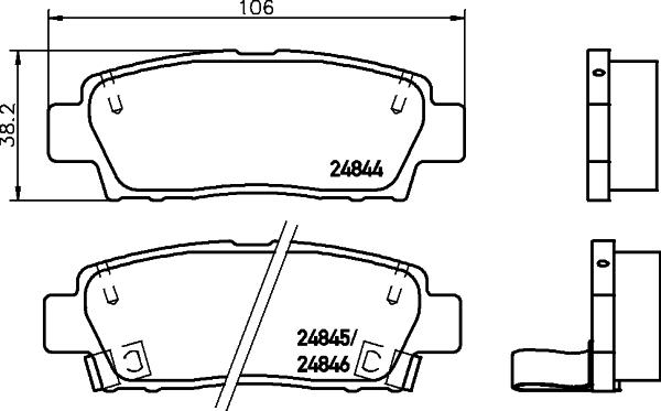 HELLA 8DB 355 028-751 - Гальмівні колодки, дискові гальма autocars.com.ua