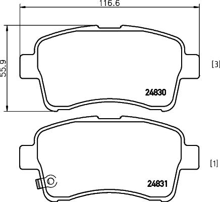 HELLA 8DB 355 029-681 - Гальмівні колодки, дискові гальма autocars.com.ua