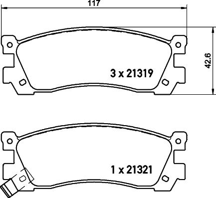 HELLA 8DB 355 029-881 - Гальмівні колодки, дискові гальма autocars.com.ua