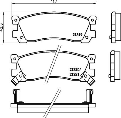 HELLA 8DB 355 029-891 - Тормозные колодки, дисковые, комплект avtokuzovplus.com.ua