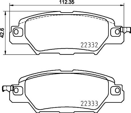 HELLA 8DB 355 037-101 - Гальмівні колодки, дискові гальма autocars.com.ua