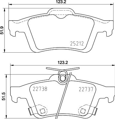 HELLA 8DB 355 037-661 - Тормозные колодки, дисковые, комплект autodnr.net