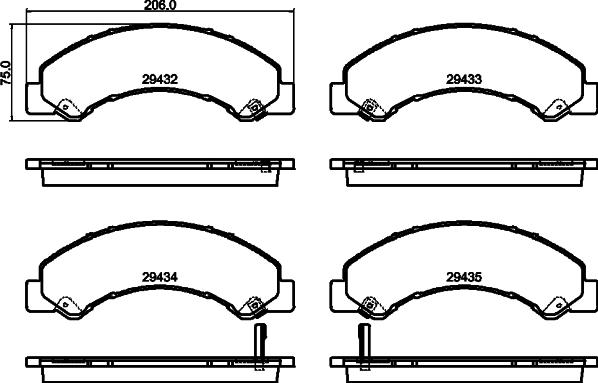 HELLA 8DB 355 040-441 - Тормозные колодки, дисковые, комплект avtokuzovplus.com.ua