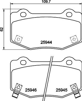 HELLA 8DB 355 043-851 - Гальмівні колодки, дискові гальма autocars.com.ua