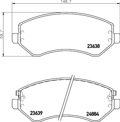 HELLA 8DB 355 045-651 - Тормозные колодки, дисковые, комплект avtokuzovplus.com.ua