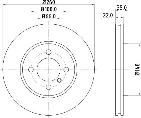 HELLA 8DD 355 100-652 - Гальмівний диск autocars.com.ua