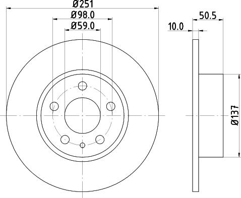 HELLA 8DD 355 101-971 - Тормозной диск avtokuzovplus.com.ua