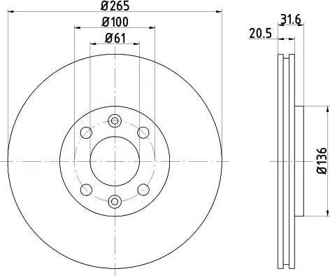 HELLA 8DD 355 102-141 - Гальмівний диск autocars.com.ua