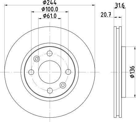 HELLA 8DD 355 102-151 - Тормозной диск avtokuzovplus.com.ua