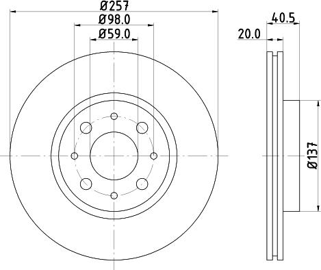 HELLA 8DD 355 103-871 - Гальмівний диск autocars.com.ua