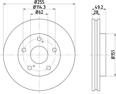 HELLA 8DD 355 104-911 - Гальмівний диск autocars.com.ua