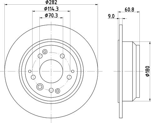 HELLA 8DD 355 105-001 - Гальмівний диск autocars.com.ua