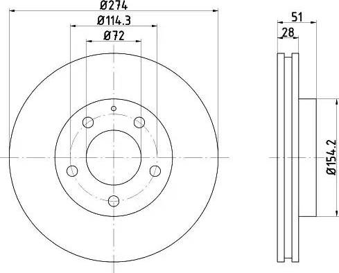 HELLA 8DD 355 105-081 - Гальмівний диск autocars.com.ua