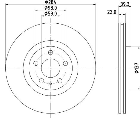 HELLA 8DD 355 105-491 - Гальмівний диск autocars.com.ua