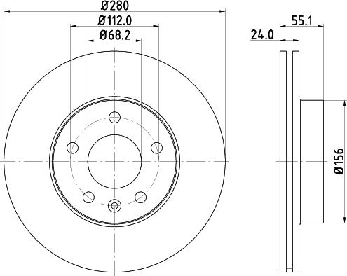 HELLA 8DD 355 105-581 - Гальмівний диск autocars.com.ua