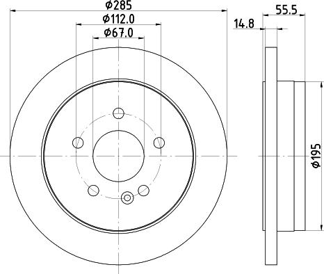 HELLA 8DD 355 105-852 - Гальмівний диск autocars.com.ua