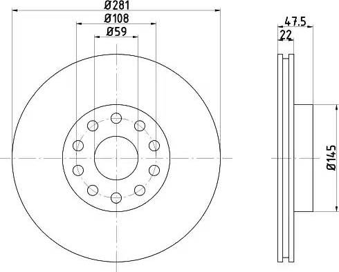 HELLA 8DD 355 106-291 - Гальмівний диск autocars.com.ua