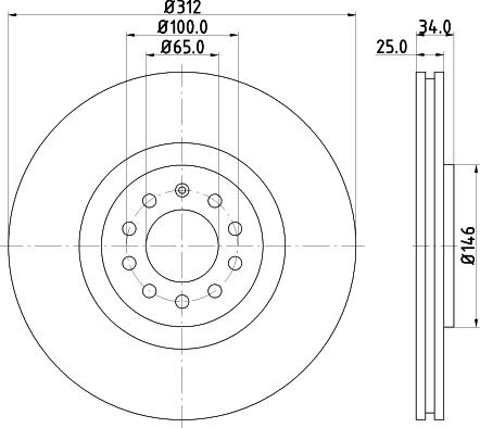 HELLA 8DD 355 106-731 - Гальмівний диск autocars.com.ua