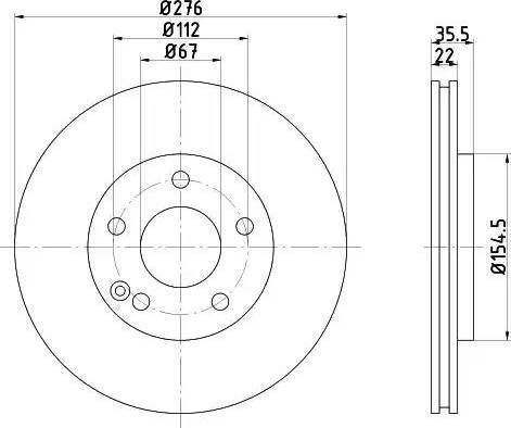 HELLA 8DD 355 106-931 - Гальмівний диск autocars.com.ua